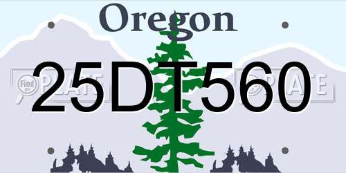 25DT560 Oregon License Plate