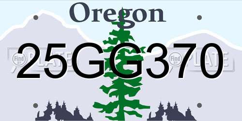 25GG370 Oregon License Plate