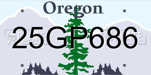 25GP686 Oregon License Plate