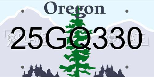 25GQ330 Oregon License Plate