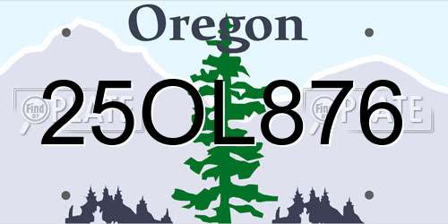 25OL876 Oregon License Plate