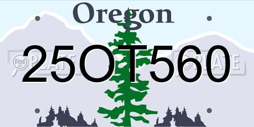 25OT560 Oregon License Plate