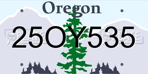 25OY535 Oregon License Plate