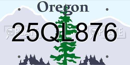 25QL876 Oregon License Plate