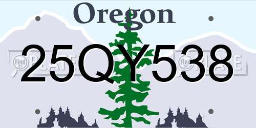 25QY538 Oregon License Plate