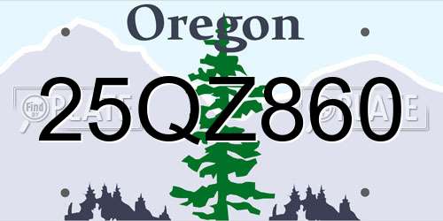 25QZ860 Oregon License Plate