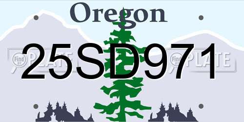 25SD971 Oregon License Plate