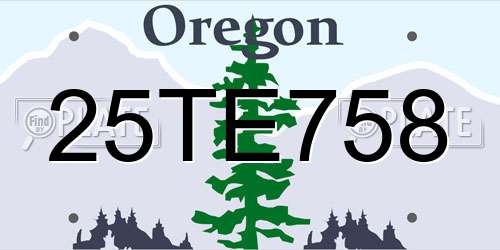 25TE758 Oregon License Plate