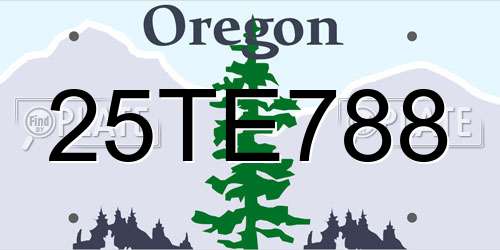 25TE788 Oregon License Plate