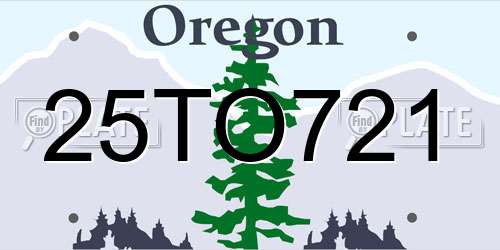 25TO721 Oregon License Plate