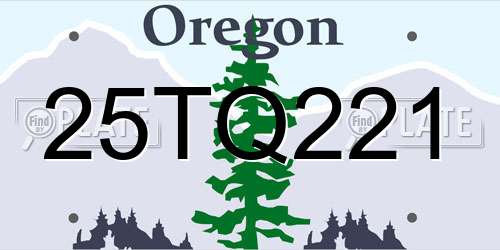 25TQ221 Oregon License Plate