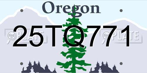 25TQ771 Oregon License Plate