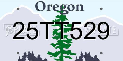 25TT529 Oregon License Plate