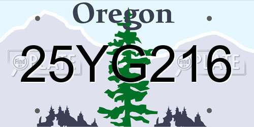 25YG216 Oregon License Plate