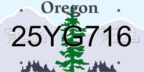 25YG716 Oregon License Plate