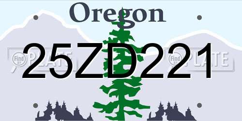 25ZD221 Oregon License Plate