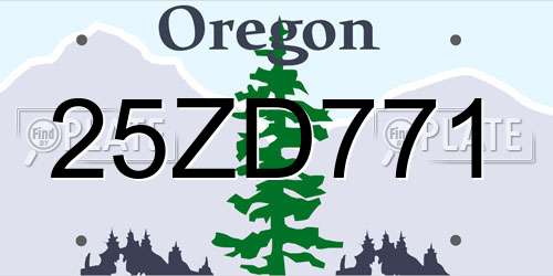 25ZD771 Oregon License Plate