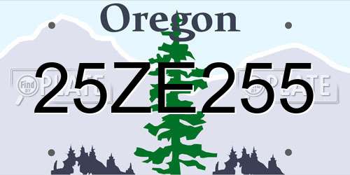 25ZE255 Oregon License Plate