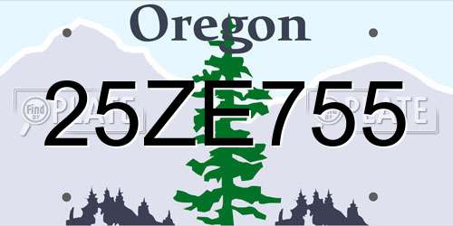 25ZE755 Oregon License Plate