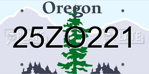 25ZO221 Oregon License Plate