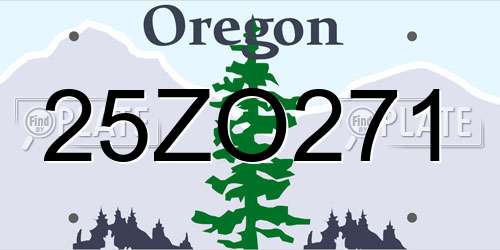 25ZO271 Oregon License Plate