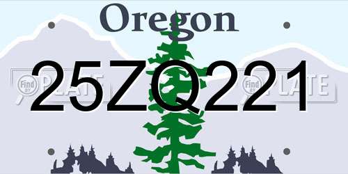 25ZQ221 Oregon License Plate