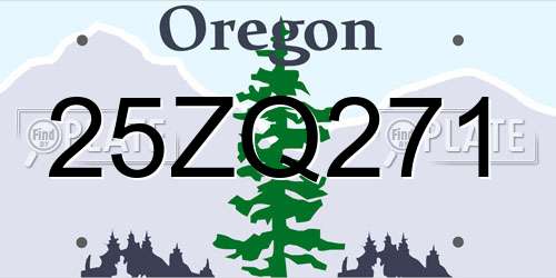 25ZQ271 Oregon License Plate