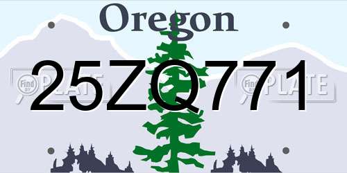 25ZQ771 Oregon License Plate