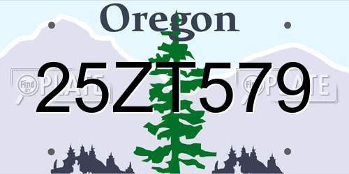 25ZT579 Oregon License Plate