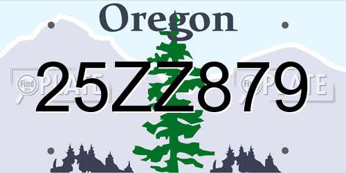 25ZZ879 Oregon License Plate