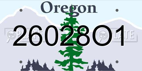 26028O1 Oregon License Plate