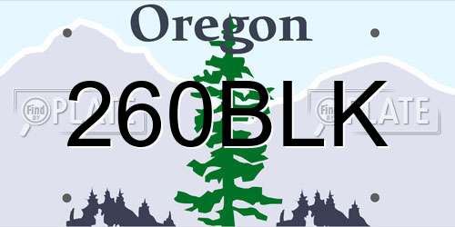 260BLK Oregon License Plate
