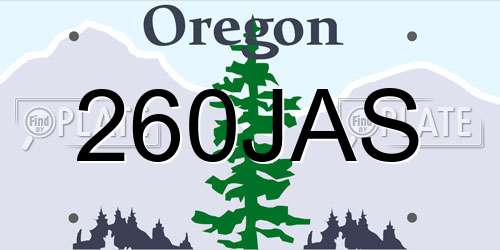 260JAS Oregon License Plate