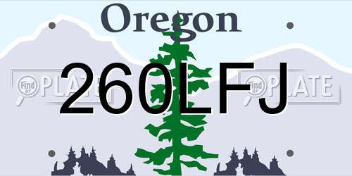 260LFJ Oregon License Plate