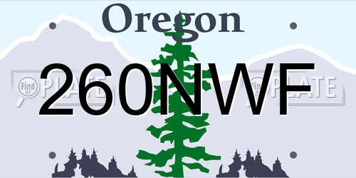 260NWF Oregon License Plate