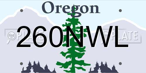 260NWL Oregon License Plate