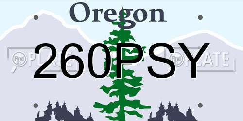 260PSY Oregon License Plate