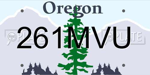 261MVU Oregon License Plate