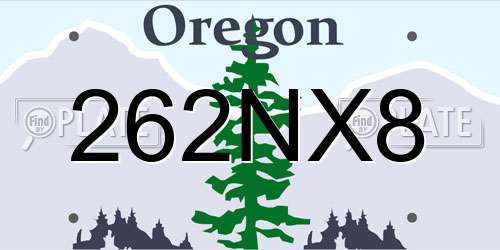 262NX8 Oregon License Plate