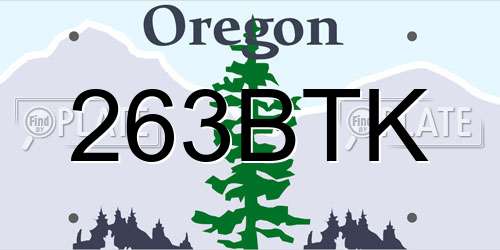 263BTK Oregon License Plate