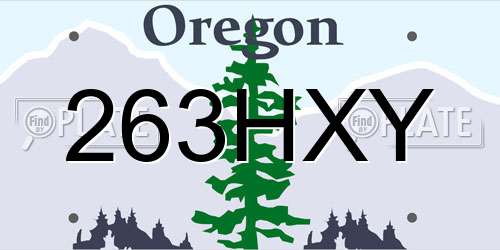 263HXY Oregon License Plate