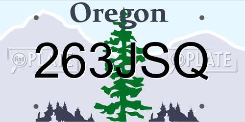 263JSQ Oregon License Plate