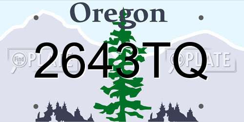 2643TQ Oregon License Plate