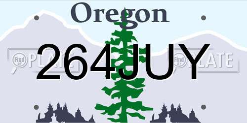 264JUY Oregon License Plate