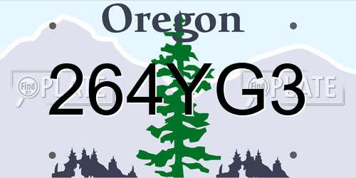 264YG3 Oregon License Plate