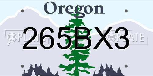265BX3 Oregon License Plate