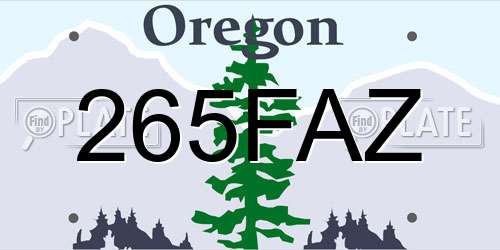 265FAZ Oregon License Plate