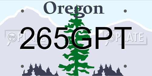 265GPT Oregon License Plate