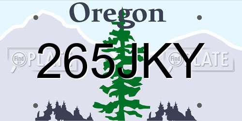 265JKY Oregon License Plate
