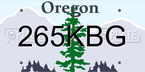 265KBG Oregon License Plate